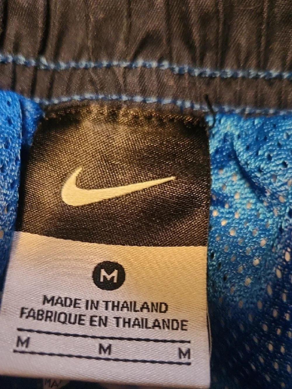 Nike Black and Blue Swim Shorts with White Swoosh